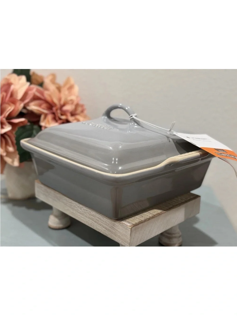 Le Creuset French Grey/Mist Gray 23cm Square Heritage Dish With Lid 9